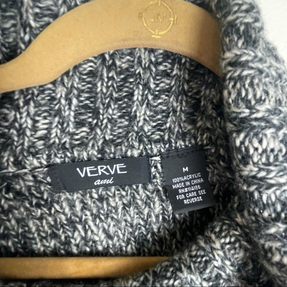 Verve Ami Black and White Cowl Neck Cable Knit Sweater Size M - Picture 8 of 8